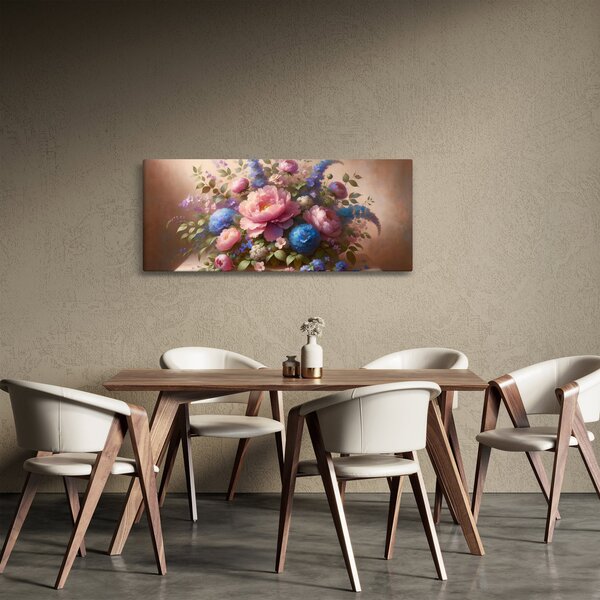 Tablou - Masă plină de flori (120x50 cm)