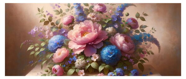 Tablou - Masă plină de flori (120x50 cm)