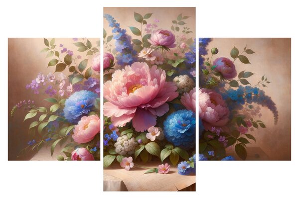 Tablou - Masă plină de flori (90x60 cm)
