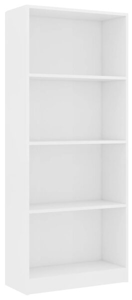 Bibliotecă cu 4 rafturi, alb, 60x24x142 cm, PAL