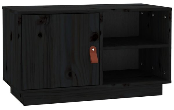Comodă TV, negru, 70x34x40 cm, lemn masiv de pin