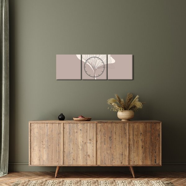 Tablou - Frunze bej N⁰3 (cu ceas) (90x30 cm)