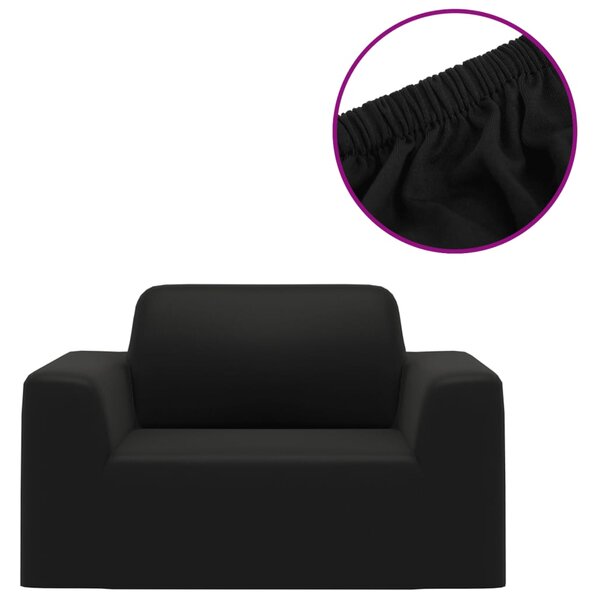 Husă elastică pentru canapea, negru, tricot poliester