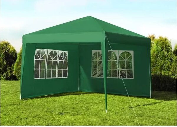 Pavilion gradina, 3x3x2,5 m, cu 2 pereti laterali, verde inchis