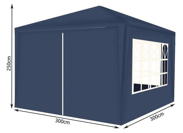Pavilion gradina, 3x3x2,5 m, cu 4 pereti laterali, albastru