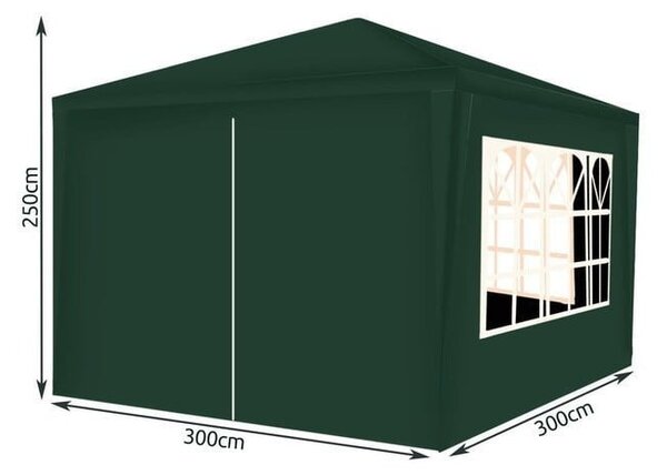 Pavilion gradina, 3x3x2,5 m, cu 4 pereti laterali, verde inchis