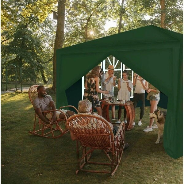 Pavilion gradina, 3x3x2,5 m, cu 4 pereti laterali, verde inchis