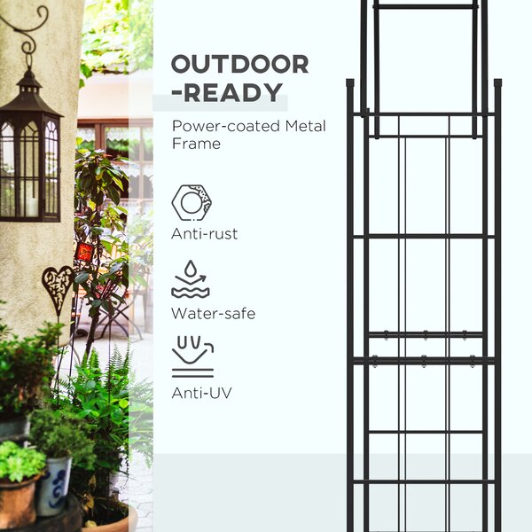 Outsunny Pergolă de Grădină pentru Cățărare Viță de Vie și Plante, 157x40x223 cm, Negru | Aosom Romania
