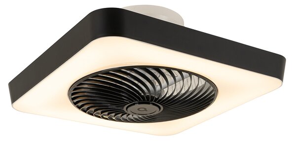 Ventilator de tavan inteligent pătrat negru incl. LED reglabil - Climo