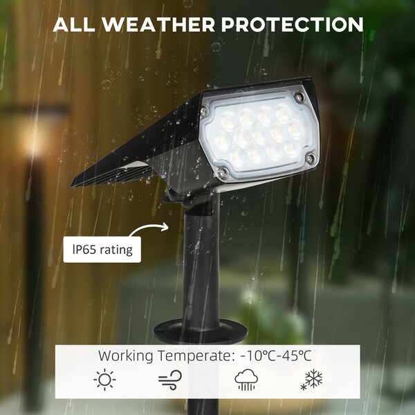 Outsunny Lampi Solare de Gradina, Aplica de Perete LED IP65, Lumina Ambientala Exterioara, 3 Culori, Decorativ | Aosom Romania