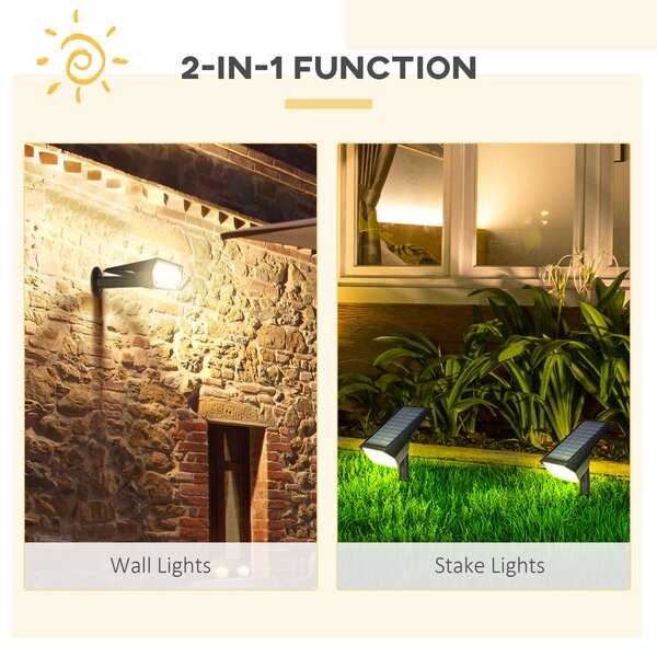 Outsunny Lampi Solare de Gradina, Aplica de Perete LED IP65, Lumina Ambientala Exterioara, 3 Culori, Decorativ | Aosom Romania