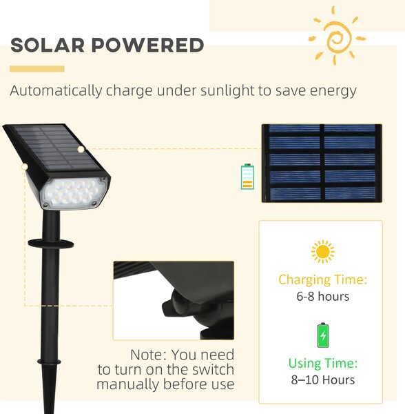 Outsunny Lampi Solare de Gradina, Aplica de Perete LED IP65, Lumina Ambientala Exterioara, 3 Culori, Decorativ | Aosom Romania