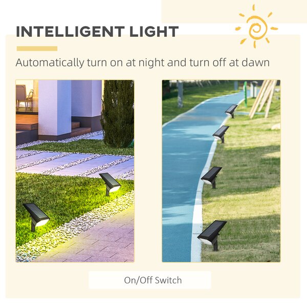 Outsunny Lampi Solare de Gradina, Aplica de Perete LED IP65, Lumina Ambientala Exterioara, 3 Culori, Decorativ | Aosom Romania