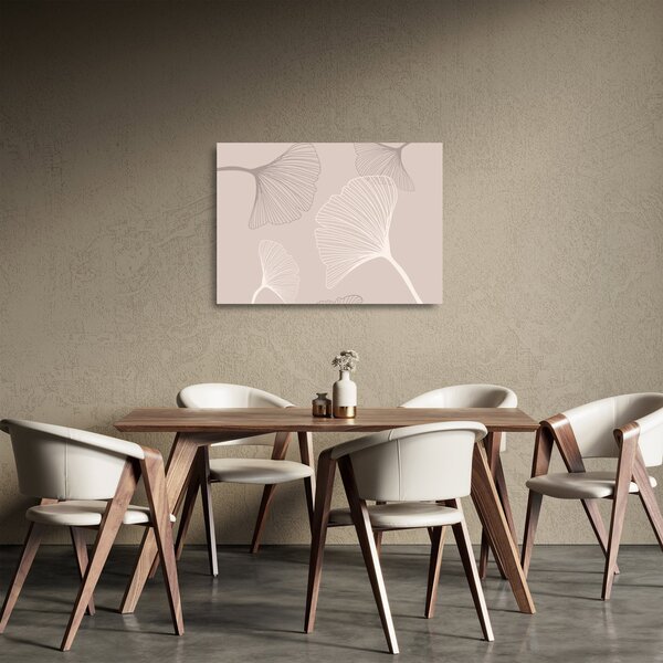 Tablou pe sticlă - Frunze bej N⁰6 (70x50 cm)
