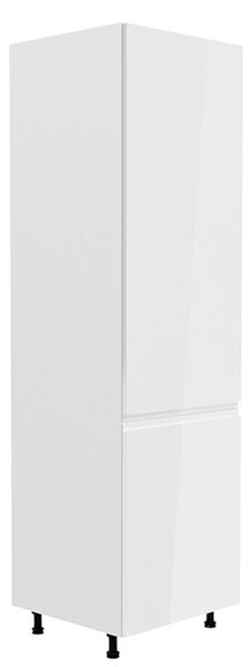 KONDELA Dulap pentru frigider, alb/alb luciu extra ridicat, de dreapta, AURORA D60ZL