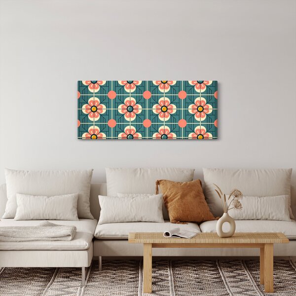 Tablou - Model retro cu flori (120x50 cm)