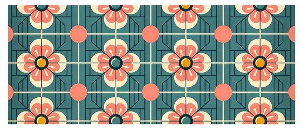 Tablou - Model retro cu flori (120x50 cm)