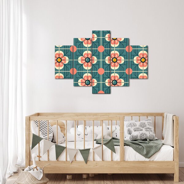 Tablou - Model retro cu flori (150x105 cm)