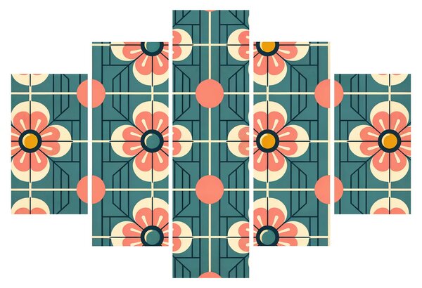 Tablou - Model retro cu flori (150x105 cm)