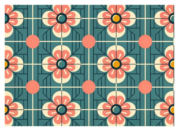 Tablou - Model retro cu flori (70x50 cm)