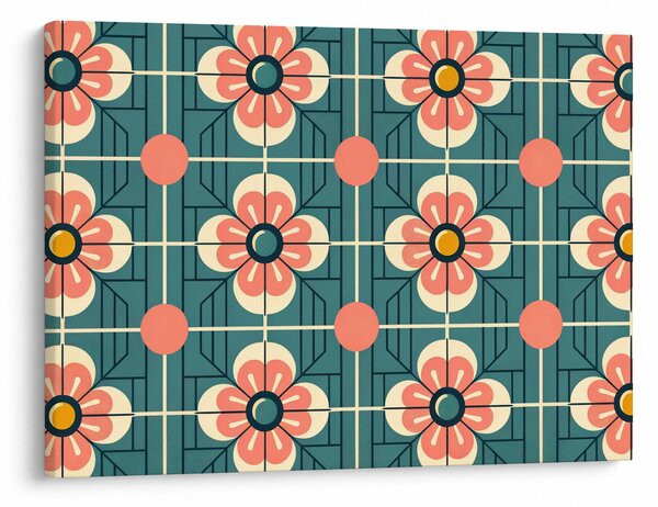 Tablou - Model retro cu flori (70x50 cm)