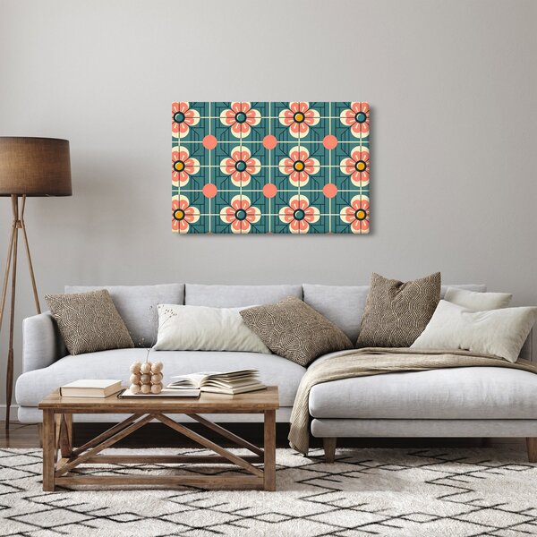 Tablou - Model retro cu flori (90x60 cm)