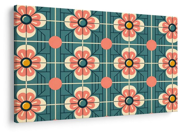 Tablou - Model retro cu flori (90x60 cm)