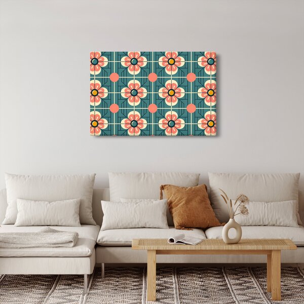 Tablou - Model retro cu flori (90x60 cm)