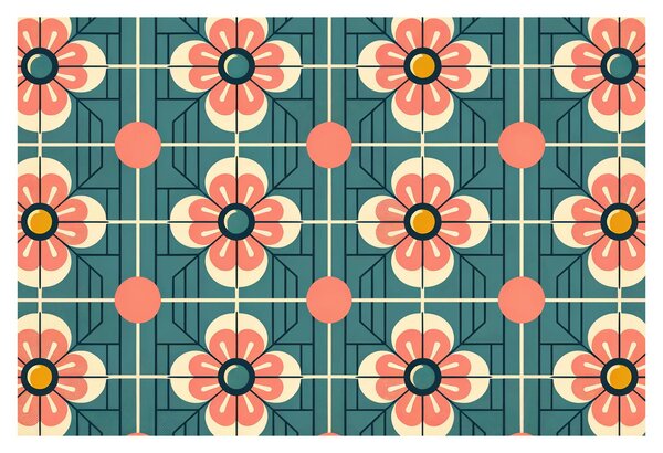 Tablou - Model retro cu flori (90x60 cm)