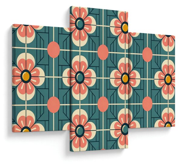Tablou - Model retro cu flori (90x60 cm)