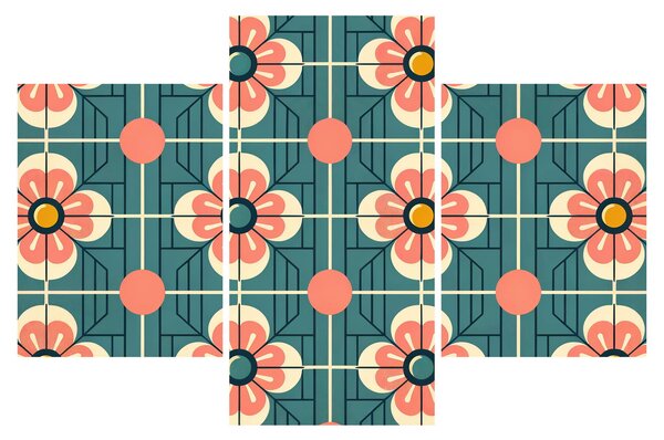 Tablou - Model retro cu flori (90x60 cm)