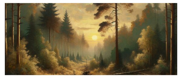 Tablou - Soare strălucind prin pădure (120x50 cm)