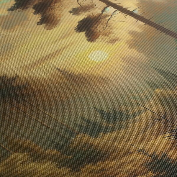 Tablou - Soare strălucind prin pădure (cu ceas) (90x30 cm)