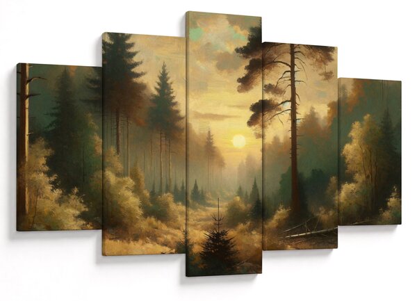 Tablou - Soare strălucind prin pădure (150x105 cm)
