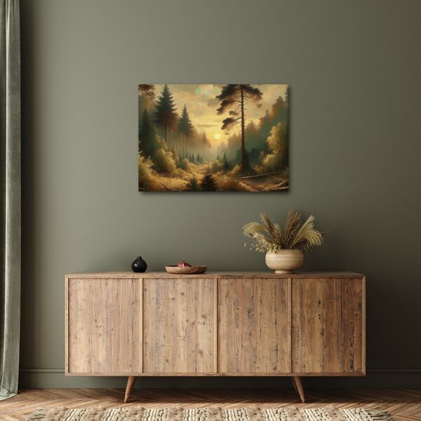Tablou - Soare strălucind prin pădure (70x50 cm)