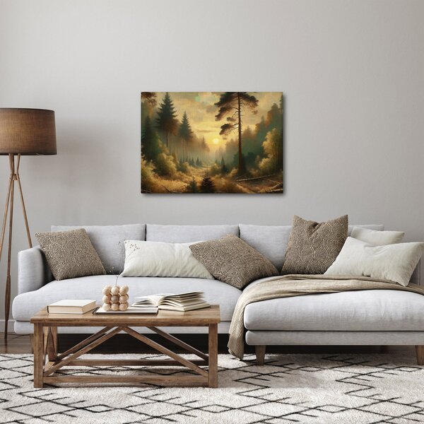 Tablou - Soare strălucind prin pădure (70x50 cm)
