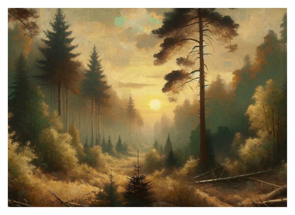 Tablou - Soare strălucind prin pădure (70x50 cm)