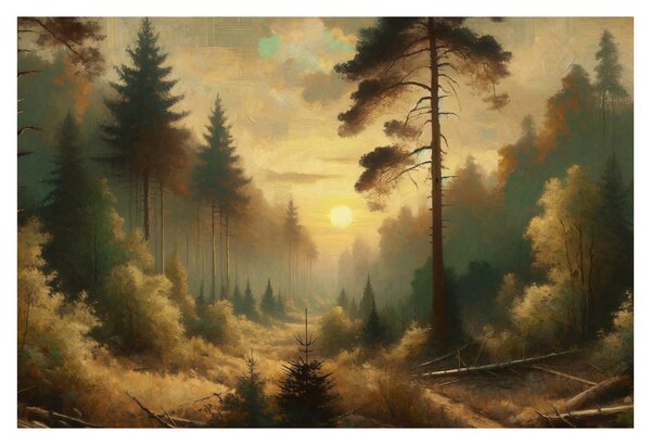 Tablou - Soare strălucind prin pădure (90x60 cm)