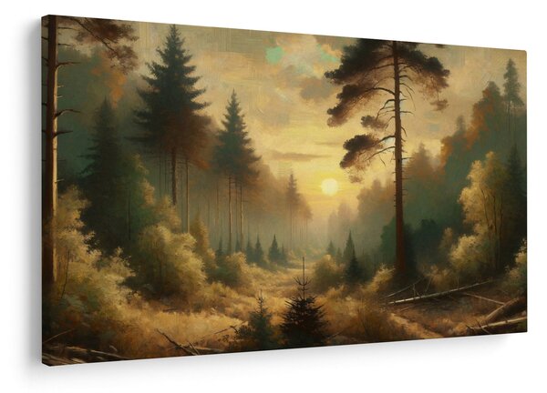 Tablou - Soare strălucind prin pădure (90x60 cm)