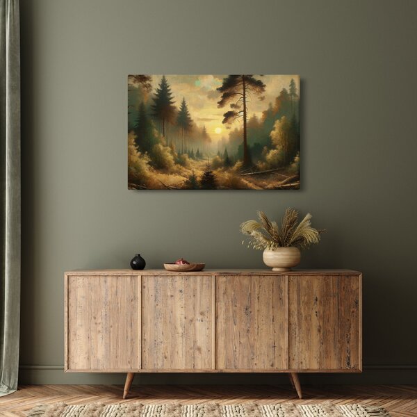 Tablou - Soare strălucind prin pădure (90x60 cm)