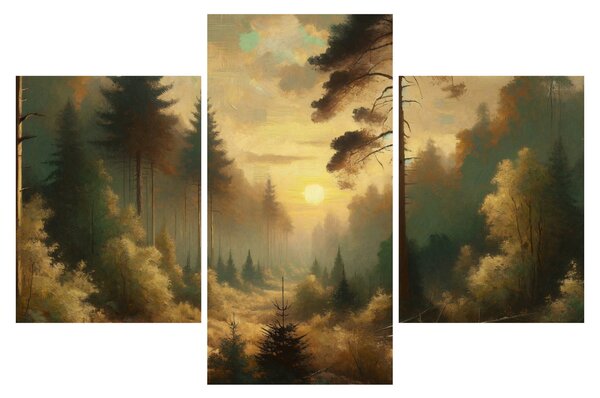 Tablou - Soare strălucind prin pădure (90x60 cm)