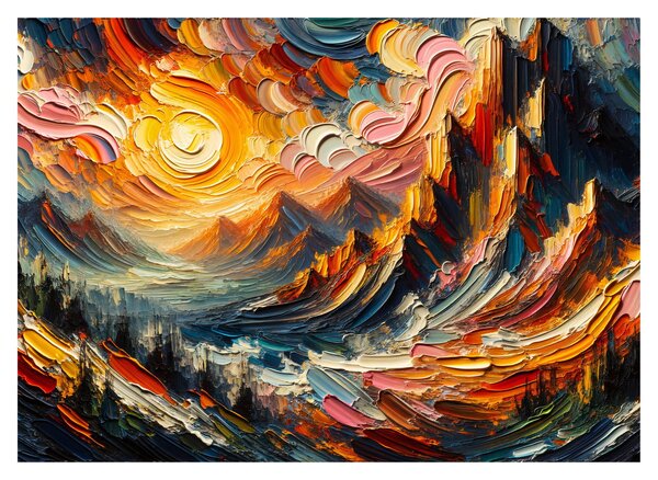 Tablou pe sticlă - Munte acoperit de soare (70x50 cm)