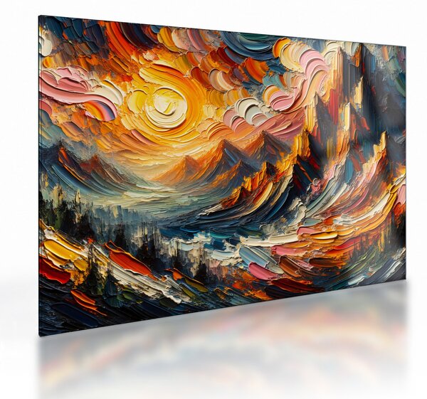 Tablou pe sticlă - Munte acoperit de soare (70x50 cm)