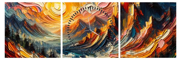 Tablou - Munte acoperit de soare (cu ceas) (90x30 cm)