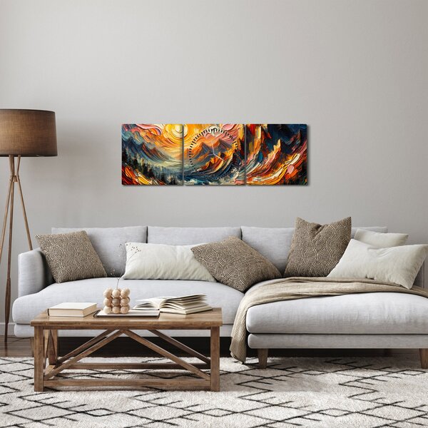 Tablou - Munte acoperit de soare (cu ceas) (90x30 cm)