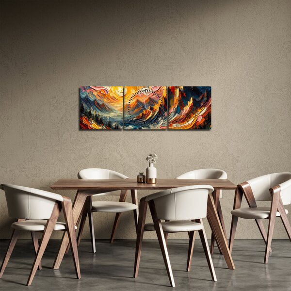 Tablou - Munte acoperit de soare (cu ceas) (90x30 cm)