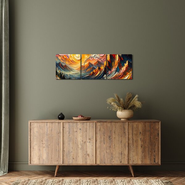 Tablou - Munte acoperit de soare (cu ceas) (90x30 cm)