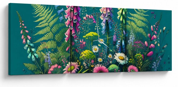 Tablou - Flori de câmp (cu ceas) (90x30 cm)