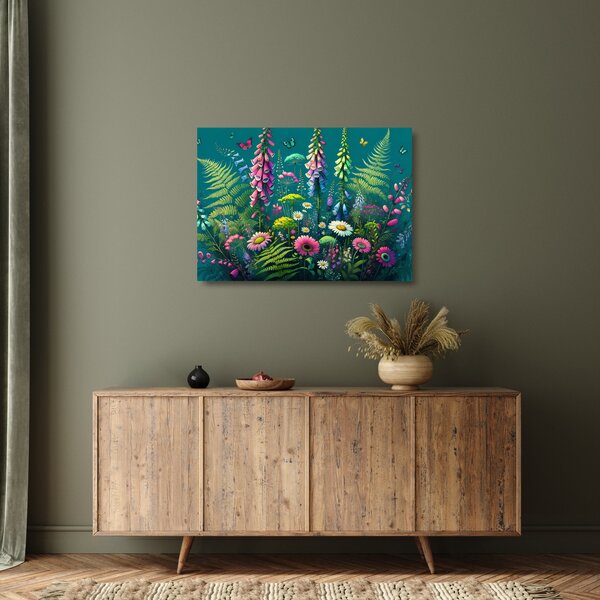 Tablou pe sticlă - Flori de câmp (70x50 cm)