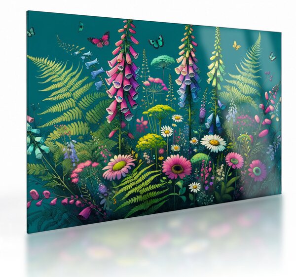 Tablou pe sticlă - Flori de câmp (70x50 cm)